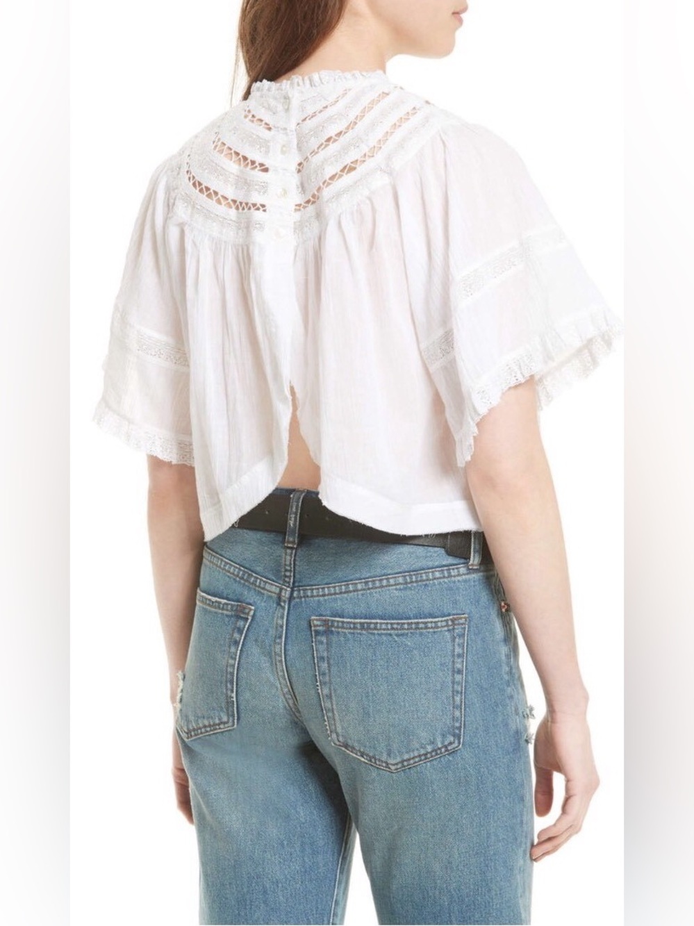 White Lace-Trim Cropped Women’s Top